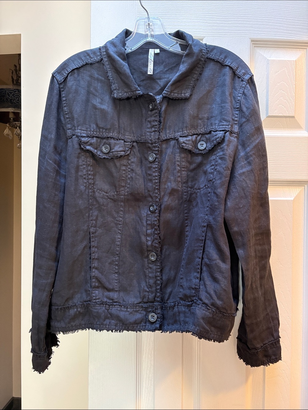 Lulu B Linen Travel Jacket XL Frayed hems -EUC. I paid $98 worn about 3 times - Picture 2 of 11